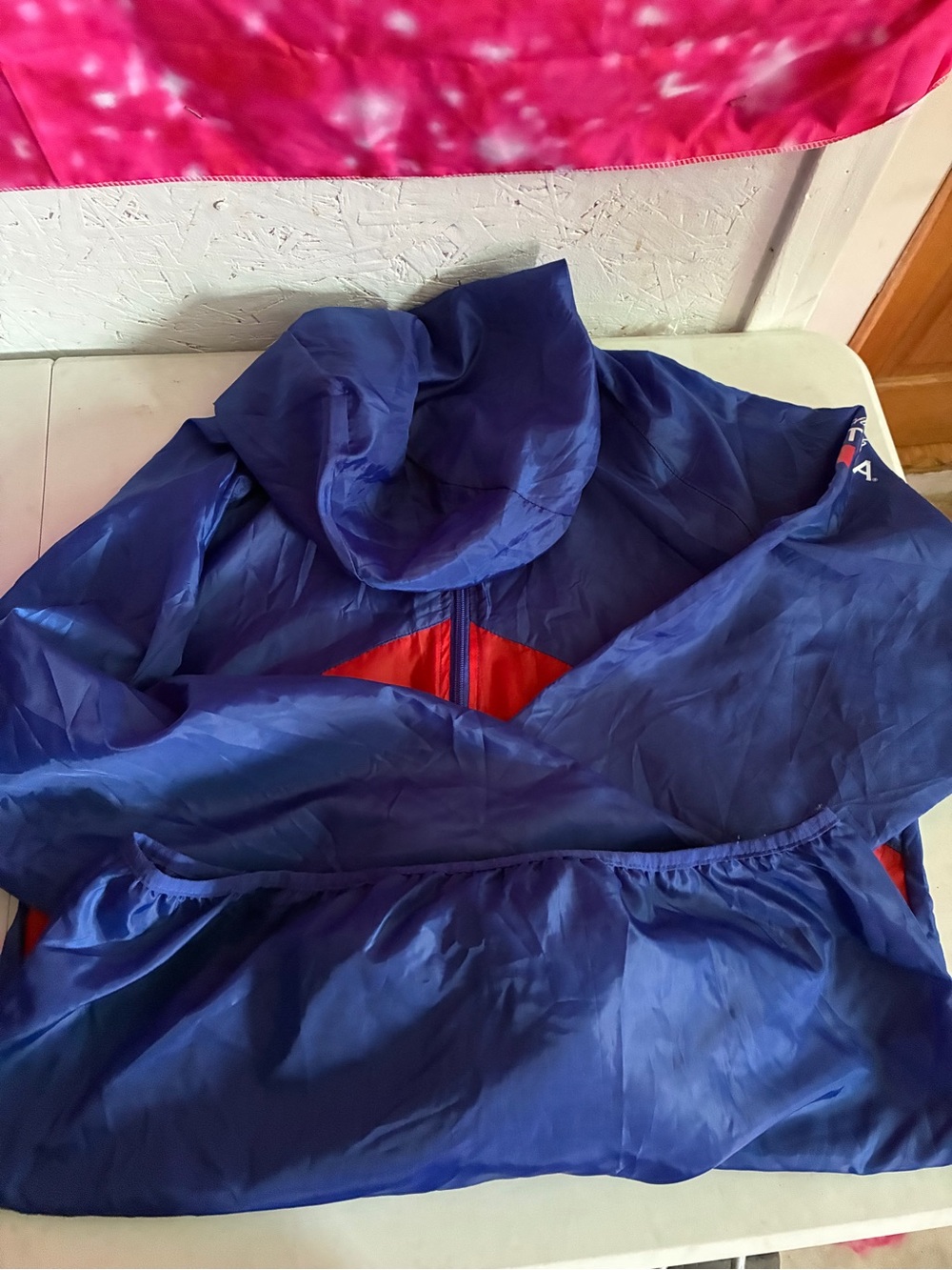 Kids Hooded Navy and Red Rain Jacket
